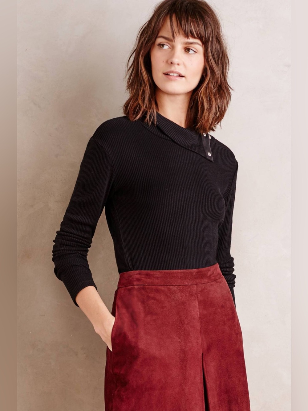Anthropologie Dolan Snap-Neck Pullover in Black
